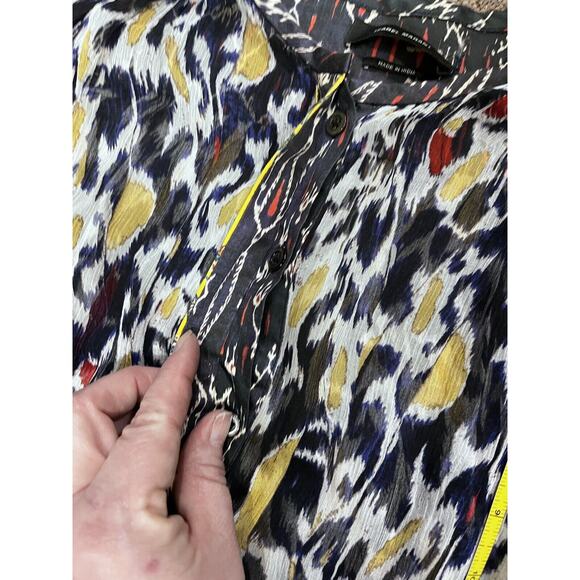 Isabel Marant Blouse Pilay Multi Printed Silk Sheer SZ 36/ US SM Long Sleeve Top - Picture 13 of 15